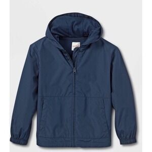 Kids' Boys Size XS 4 5 Rain Coat - Cat & Jack Navy Blue - Windbreaker Jacket